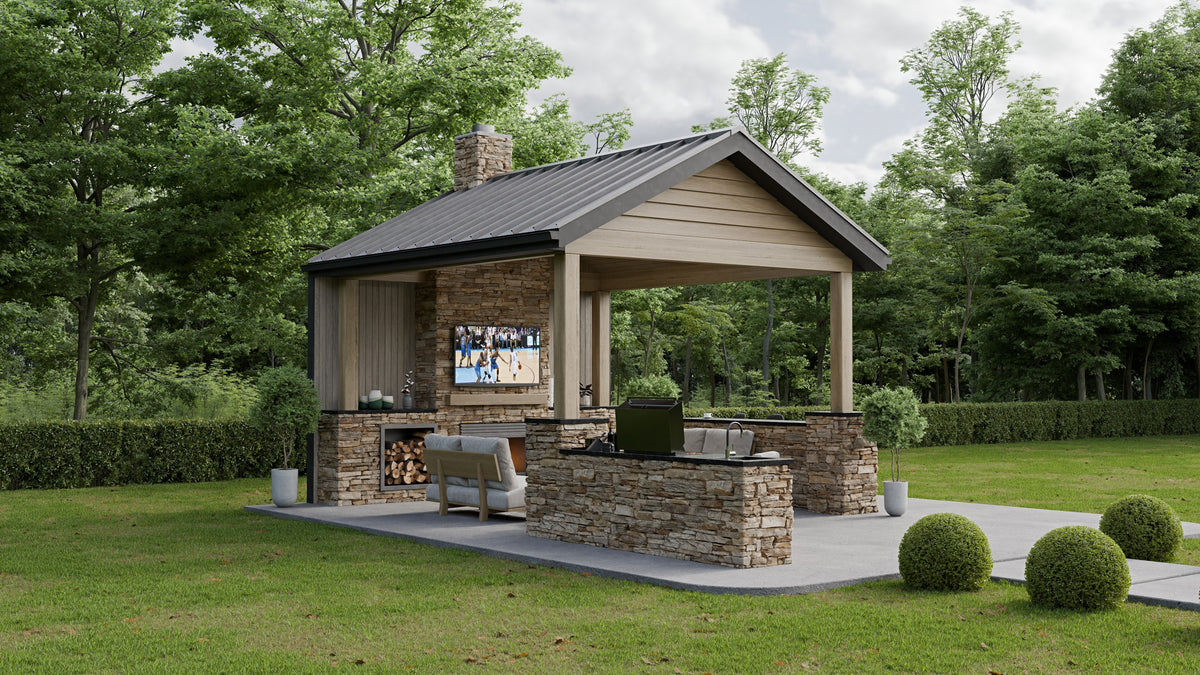 AJ7707-A Pool House, 255 Square Feet | Plan 1056 Exterior-2