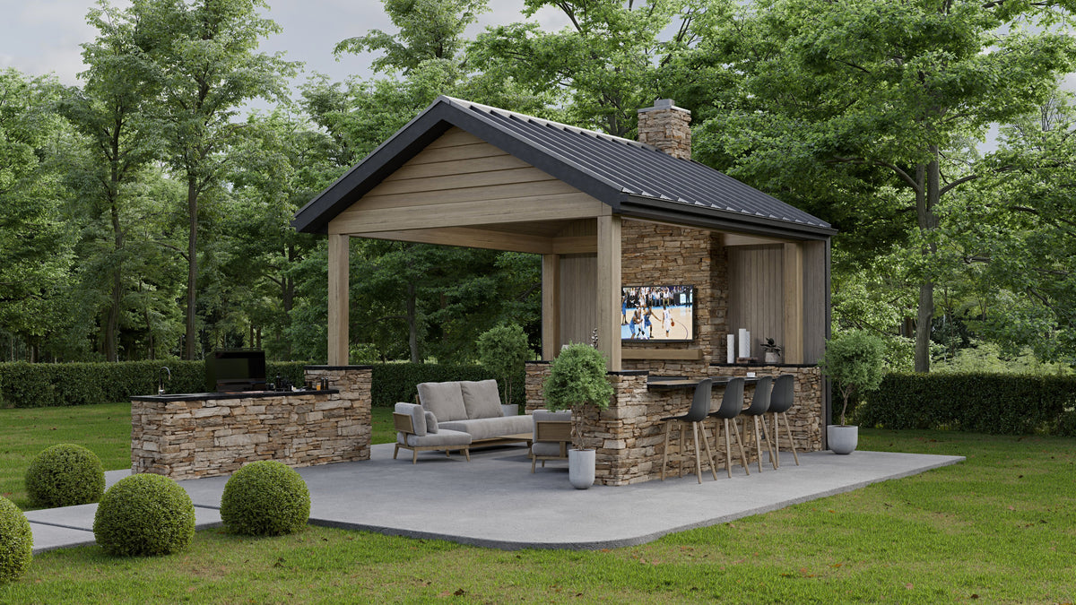 AJ7707-A Pool House, 255 Square Feet | Plan 1056 Exterior-3