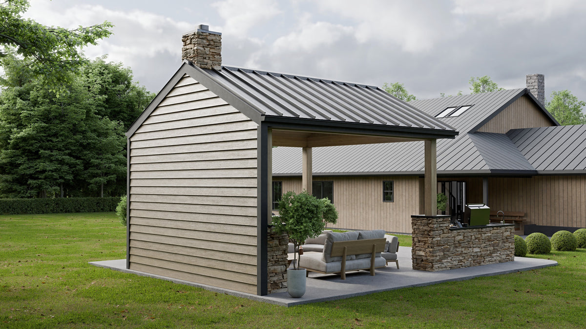 AJ7707-A Pool House, 255 Square Feet | Plan 1056 Exterior-5