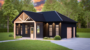 AJ7708-A Modern Barndominium Accessory House, 758 Square Feet | Plan 1057 Exterior-4