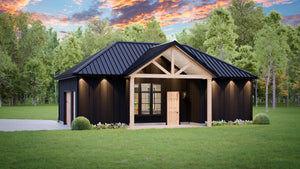 AJ7708-A Modern Barndominium Accessory House, 758 Square Feet | Plan 1057 Exterior-5