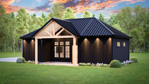 AJ7708-A Modern Barndominium Accessory House, 758 Square Feet | Plan 1057 Exterior-6