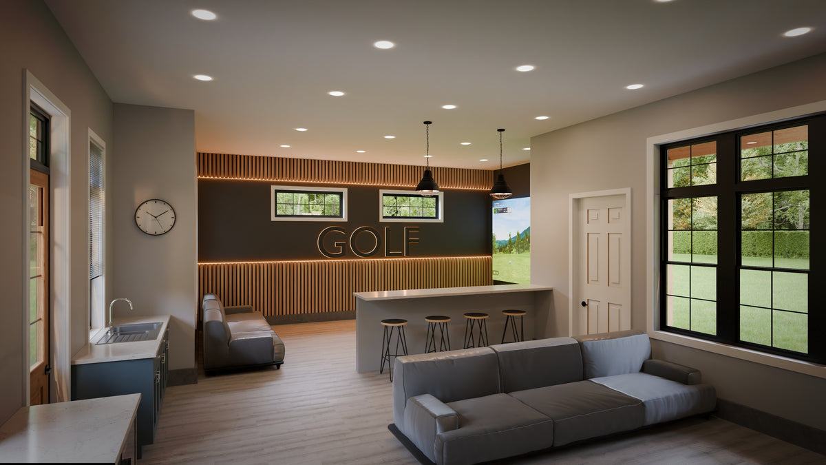 AJ7708-A Modern Barndominium Accessory House Lounge Area, 758 Square Feet | Plan 1057