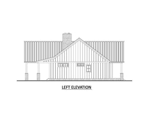 AJ7709-A Modern Barndominium House Left Elevation, 2 Bedrooms, 2 Bathrooms | Plan 1058 