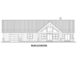 AJ7709-A Modern Barndominium House Rear Elevation, 2 Bedrooms, 2 Bathrooms | Plan 1058 