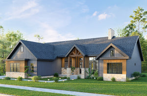 AJ7715-A Mountain Ranch House, 3 Bedrooms, 2.5 Bathrooms | Plan 1060 Exterior-2
