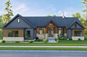 AJ7715-A Mountain Ranch House, 3 Bedrooms, 2.5 Bathrooms | Plan 1060 Exterior
