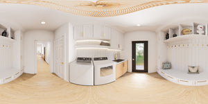 AJ7715-A Mountain Ranch House Laundry Panorama, 3 Bedrooms, 2.5 Bathrooms | Plan 1060 
