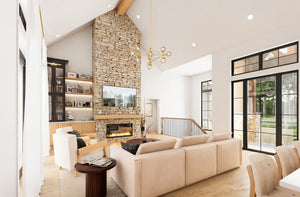 AJ7715-A Mountain Ranch House Living Room, 3 Bedrooms, 2.5 Bathrooms | Plan 1060 