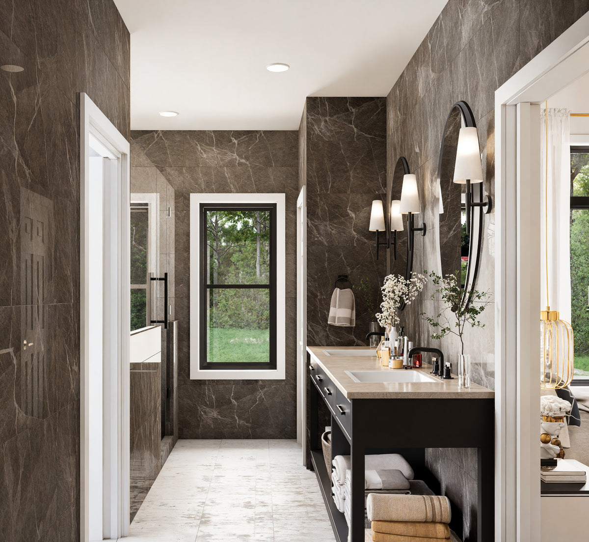 AJ7715-A Mountain Ranch House Master Bathroom, 3 Bedrooms, 2.5 Bathrooms | Plan 1060 