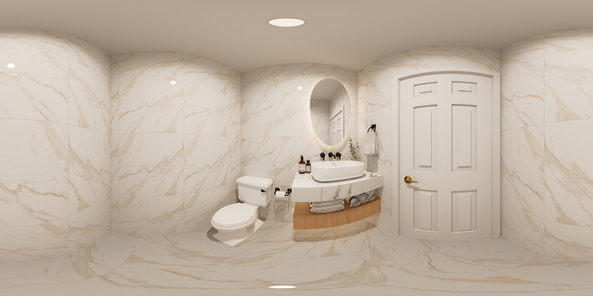 AJ7715-A Mountain Ranch House Powder Room Panorama, 3 Bedrooms, 2.5 Bathrooms | Plan 1060 