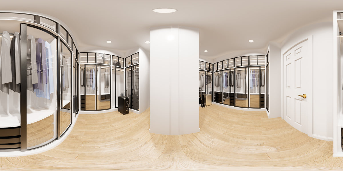 AJ7715-A Mountain Ranch House Walk-in Closet Panorama, 3 Bedrooms, 2.5 Bathrooms | Plan 1060 