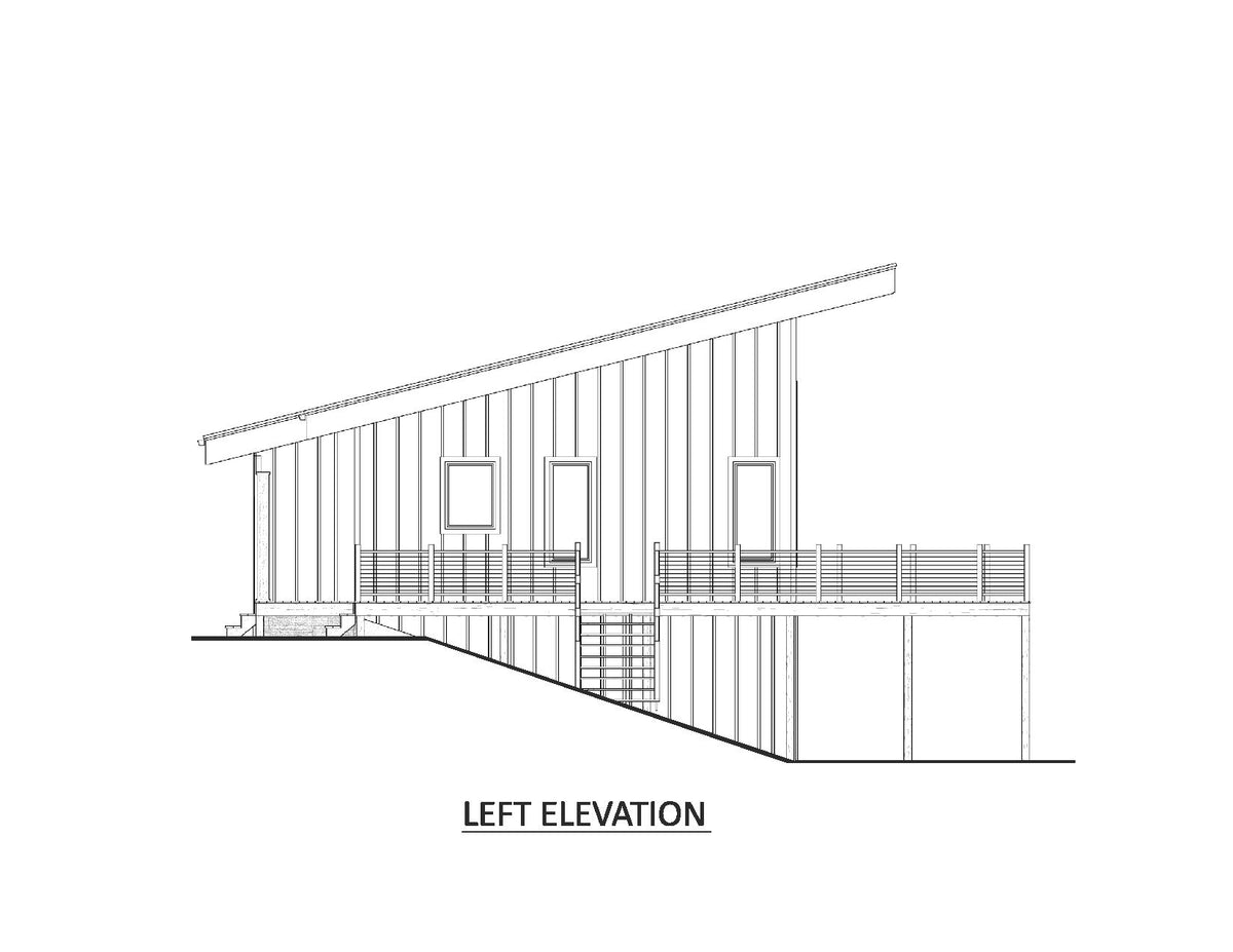 AJ8094-A Contemporary House, 3 Bedrooms, 2.5 Bathrooms | VD 1070 House Plan Left Elevation