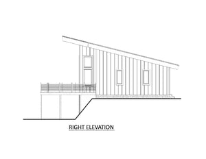 AJ8094-A Contemporary House, 3 Bedrooms, 2.5 Bathrooms | VD 1070 House Plan Right Elevation