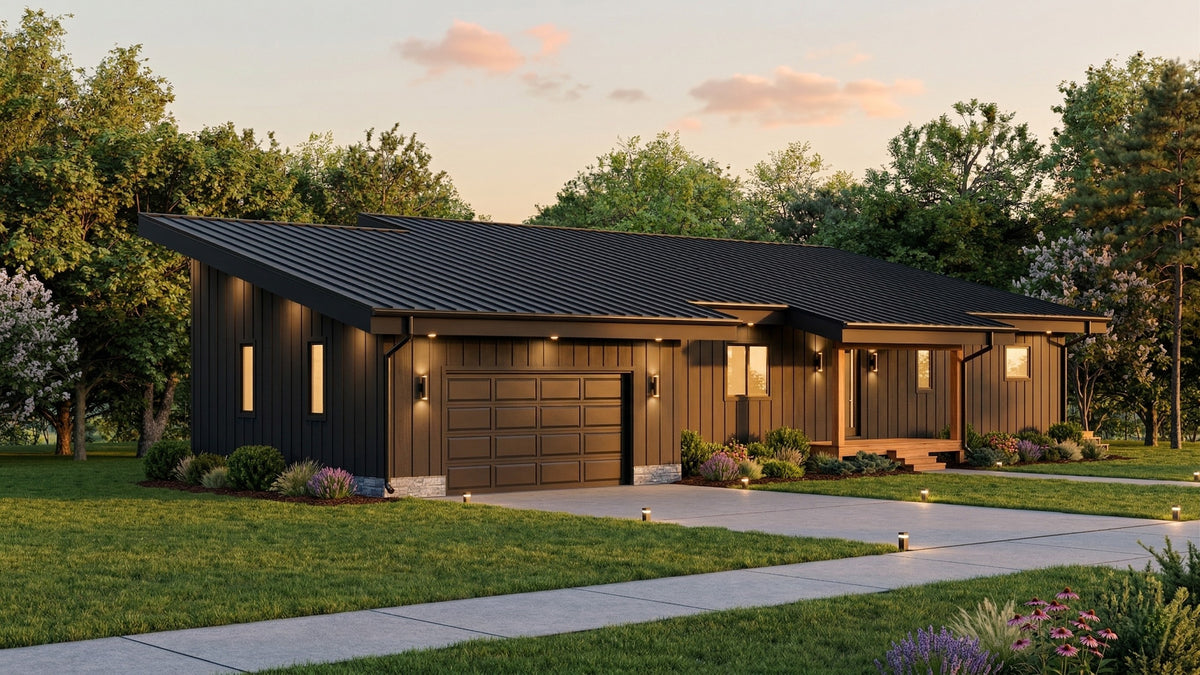 AJ8094-A Contemporary House, 3 Bedrooms, 2.5 Bathrooms | VD 1070 House Plan Exterior-3