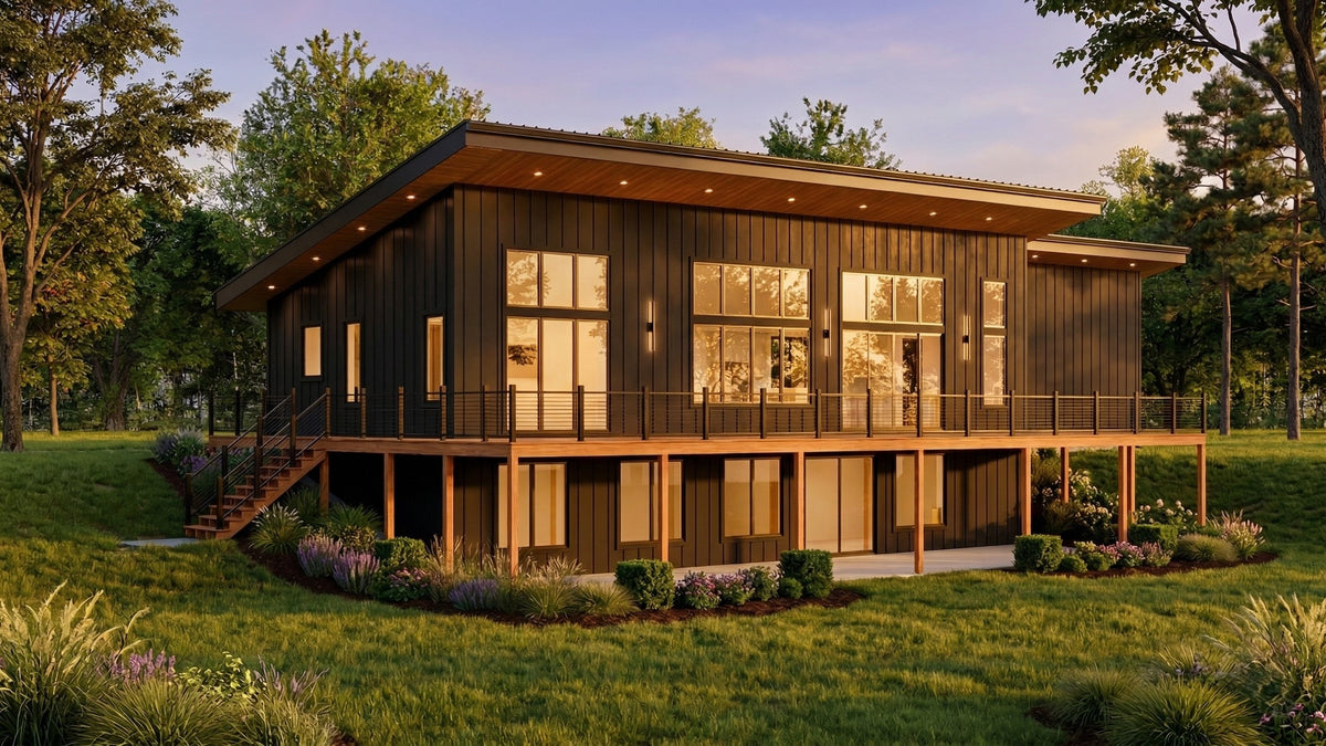 AJ8094-A Contemporary House, 3 Bedrooms, 2.5 Bathrooms | VD 1070 House Plan Exterior-5