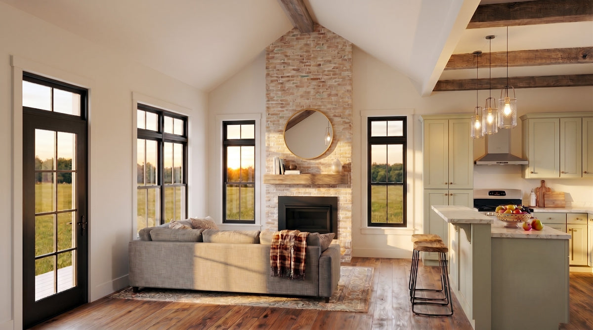 AJ8459-A Modern Farmhouse, 1 Bedrooms, 1 Bathroom | Plan 1075 House Plan Great Room