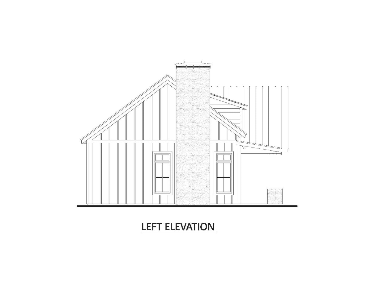 AJ8459-A Modern Farmhouse, 1 Bedrooms, 1 Bathroom | Plan 1075 House Plan Left Elevation