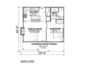 AJ8459-A Modern Farmhouse, 1 Bedrooms, 1 Bathroom | Plan 1075 House Plan First Floor Plan