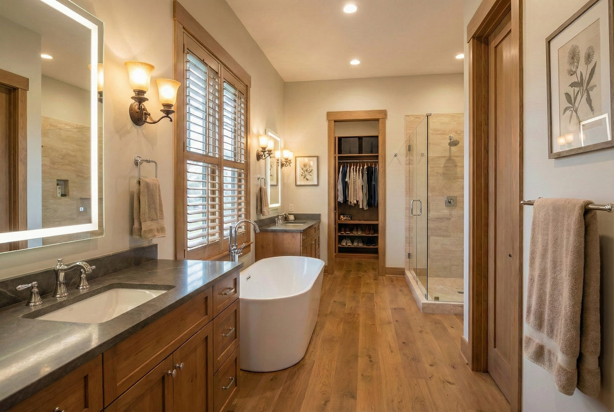 B7778-A Modern Farmhouse Master Bathroom, 4 Bedrooms, 3.5 Bathrooms | Silverbrook House Plan