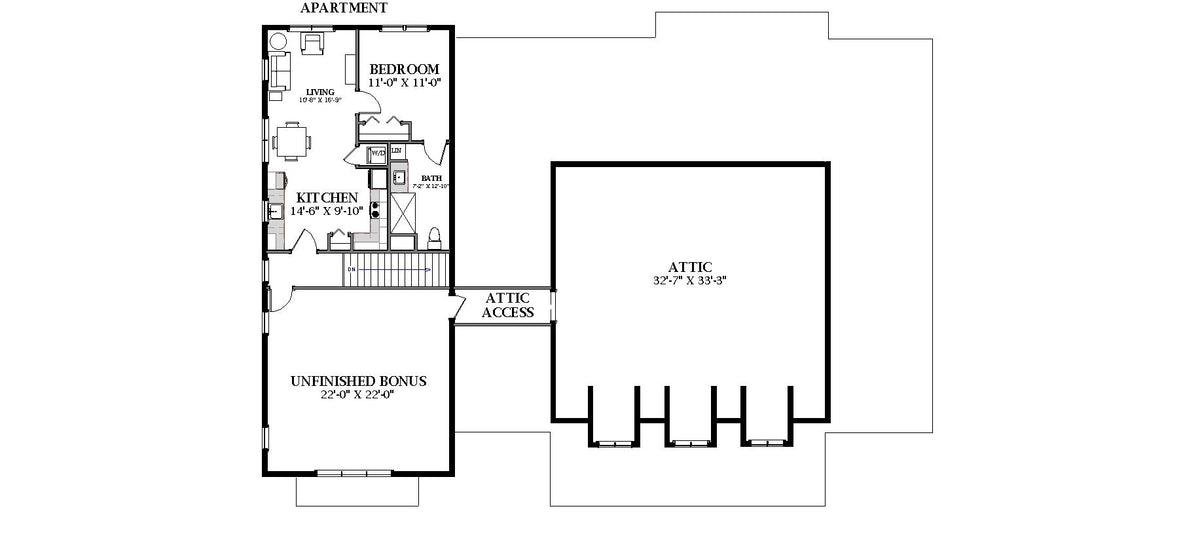 U7411-A 110225 House Second Floor Plan 3 Beds 2.5 Baths