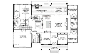 U7411-A 110225 House Basement Stair Location Floor Plan 3 Beds 2.5 Baths