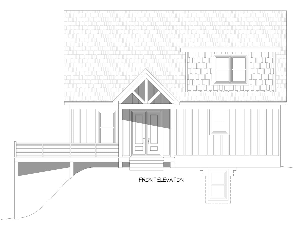 L7801-A Mountain House Front Elevation, 3 to 5 Bedrooms, 2 or 3 Bathrooms | Pine Haven 5.5