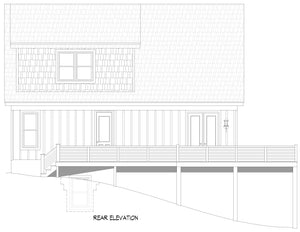 L7801-A Mountain House Rear Elevation, 3 to 5 Bedrooms, 2 or 3 Bathrooms | Pine Haven 5.5 