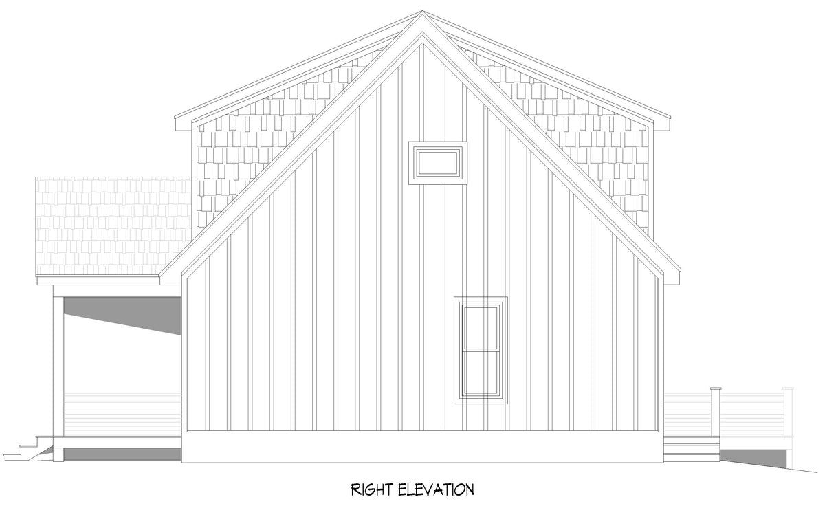 L7801-A Mountain House Right Elevation, 3 to 5 Bedrooms, 2 or 3 Bathrooms | Pine Haven 5.5