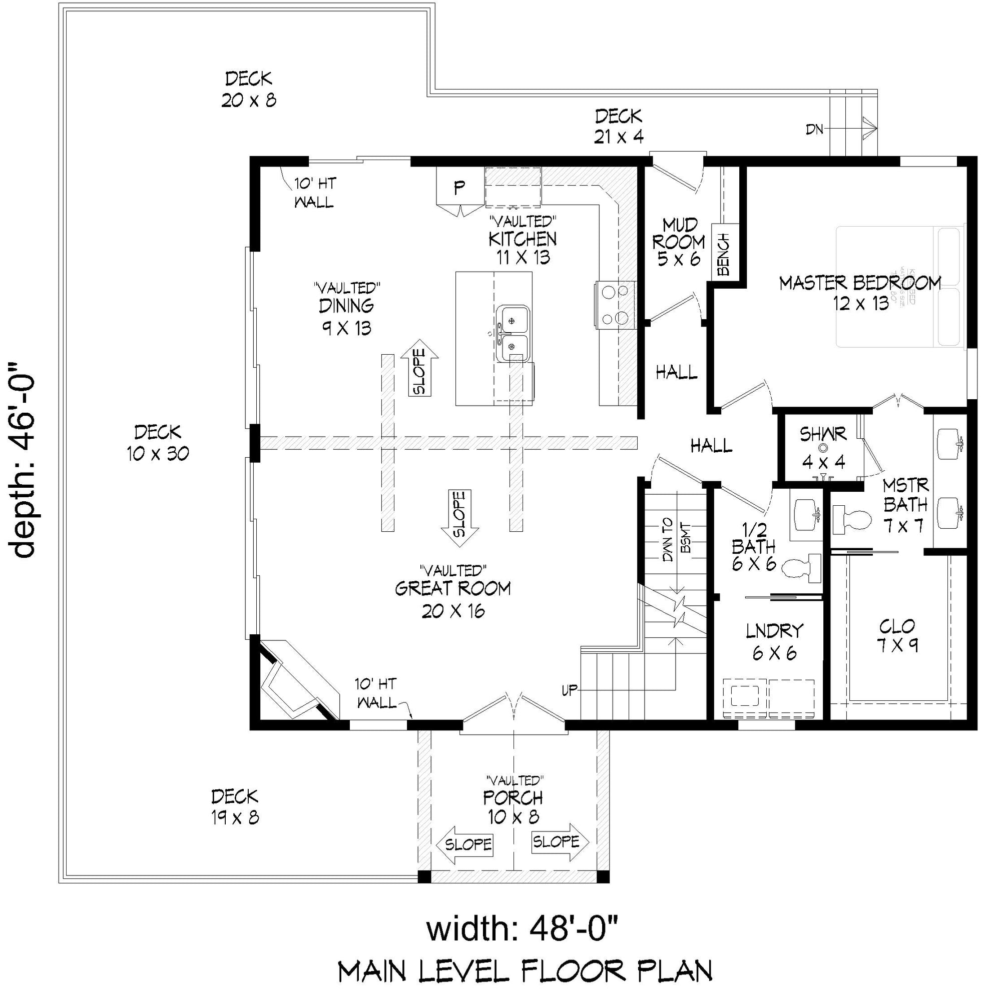 L7801-A Mountain House First Floor Plan, 3 to 5 Bedrooms, 2 or 3 Bathrooms | Pine Haven 5.5