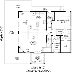 L7801-A Mountain House First Floor Plan, 3 to 5 Bedrooms, 2 or 3 Bathrooms | Pine Haven 5.5