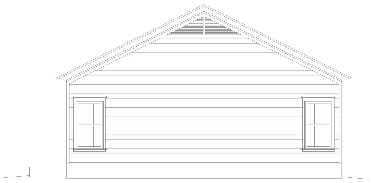 L7916-A Country House, 2 Bedrooms, 1 Bathroom | Buffalo Farms Rear Elevation