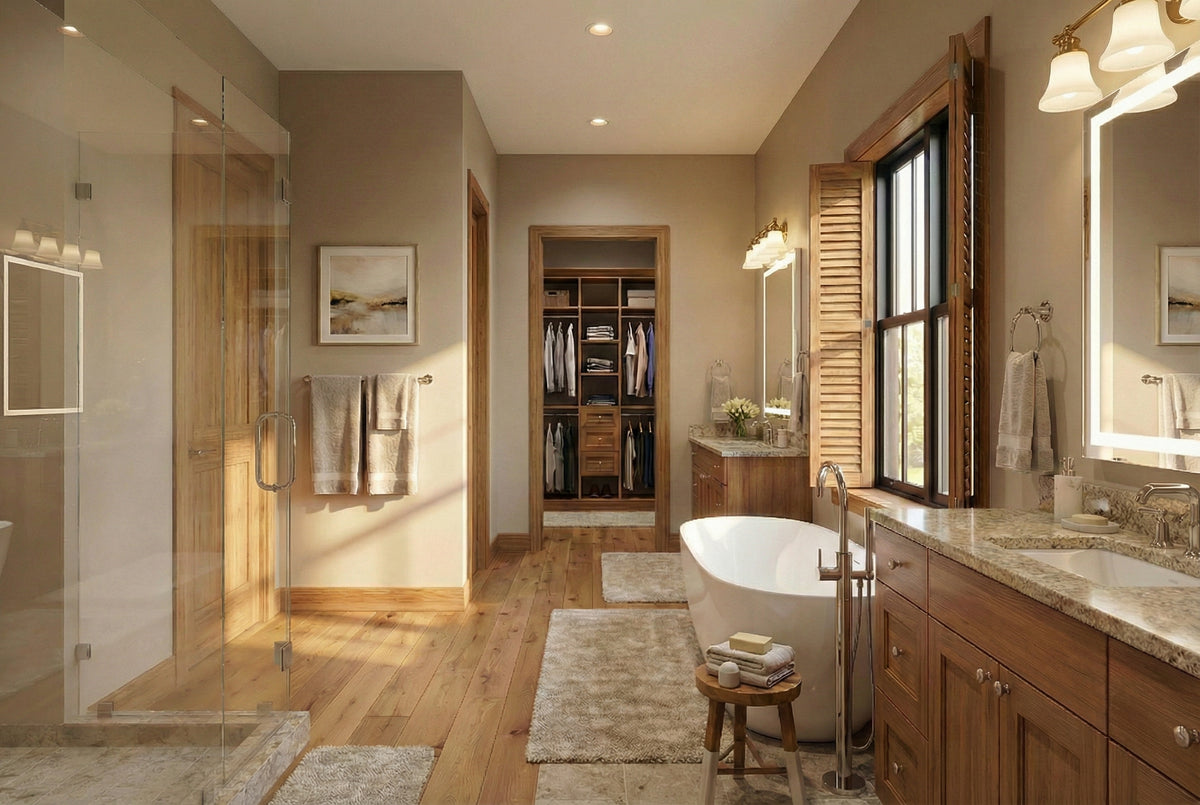 B7778-A Modern Farmhouse Master Bathroom, 4 Bedrooms, 3.5 Bathrooms | Silverbrook House Plan
