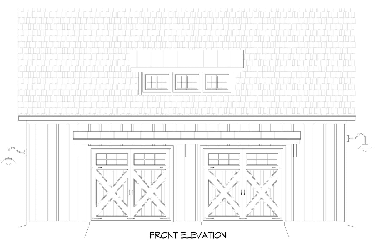 L7912-A Modern Barn, 2091 square feet with second floor loft | Long Grove Barn Front Elevation