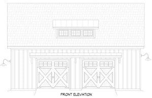 L7912-A Modern Barn, 2091 square feet with second floor loft | Long Grove Barn Front Elevation