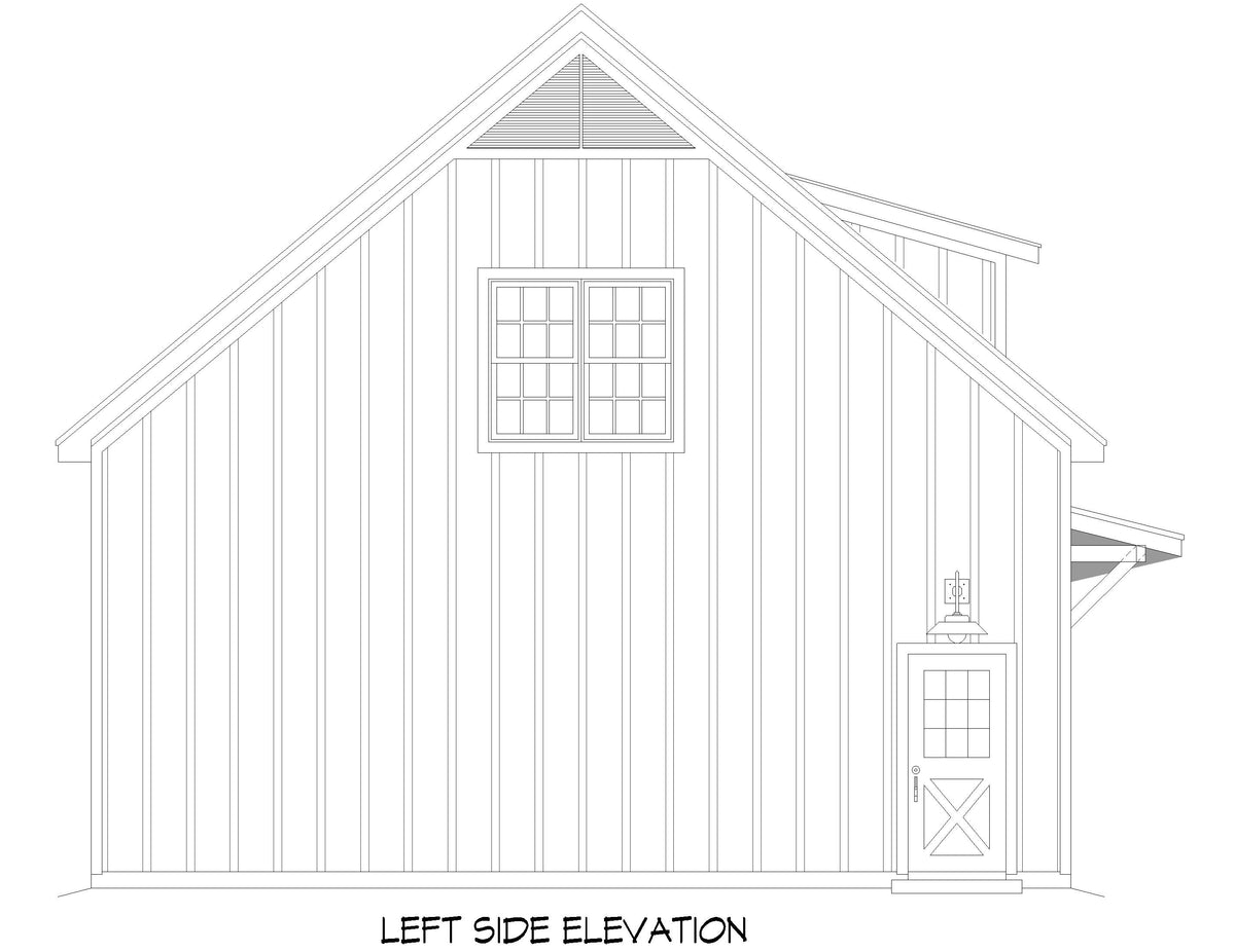 L7912-A Modern Barn, 2091 square feet with second floor loft | Long Grove Barn Left Elevation