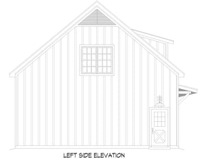 L7912-A Modern Barn, 2091 square feet with second floor loft | Long Grove Barn Left Elevation