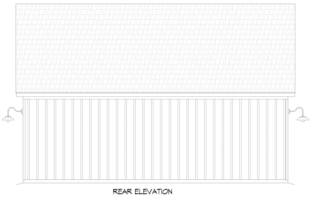 L7912-A Modern Barn, 2091 square feet with second floor loft | Long Grove Barn Rear Elevation