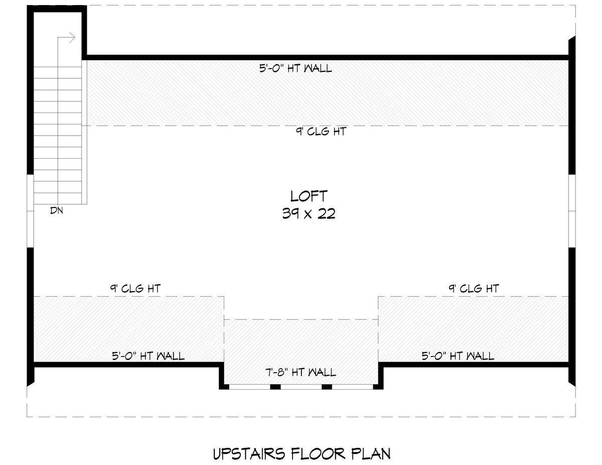 L7912-A Modern Barn Second Floor Plan, 2091 square feet with second floor loft | Long Grove Barn 