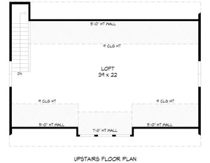L7912-A Modern Barn Second Floor Plan, 2091 square feet with second floor loft | Long Grove Barn 