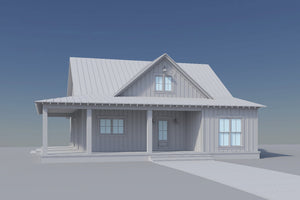 H8439-A Country House, 2 Bedrooms, 2 Bathrooms | Little Creek Lane House Plan Grayscale