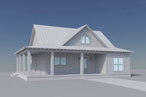H8439-A Country House, 2 Bedrooms, 2 Bathrooms | Little Creek Lane House Plan Grayscale