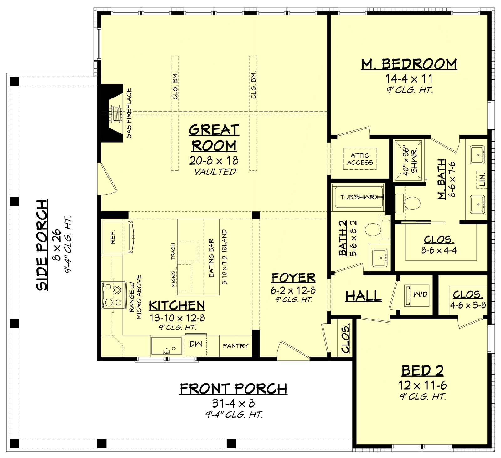 H8439-A Country House, 2 Bedrooms, 2 Bathrooms | Little Creek Lane House Plan Exterior