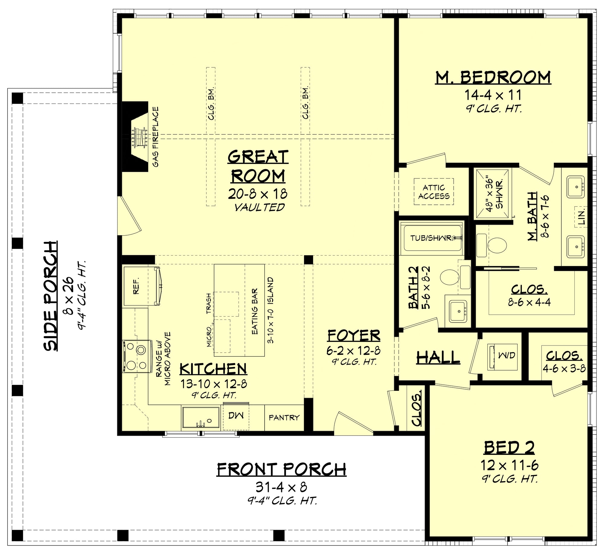 H8439-A Country House, 2 Bedrooms, 2 Bathrooms | Little Creek Lane House Plan First Floor Plan