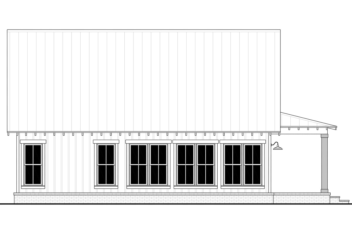 H8439-A Country House, 2 Bedrooms, 2 Bathrooms | Little Creek Lane House Plan Rear CAD