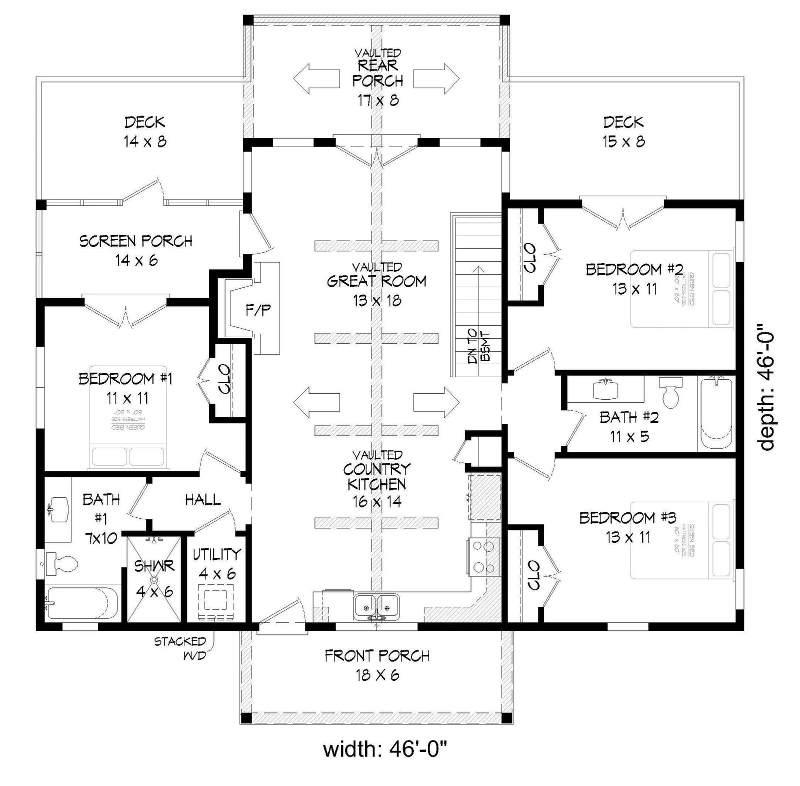 Pickens Place 3 House Plan - Archival Designs House Plans