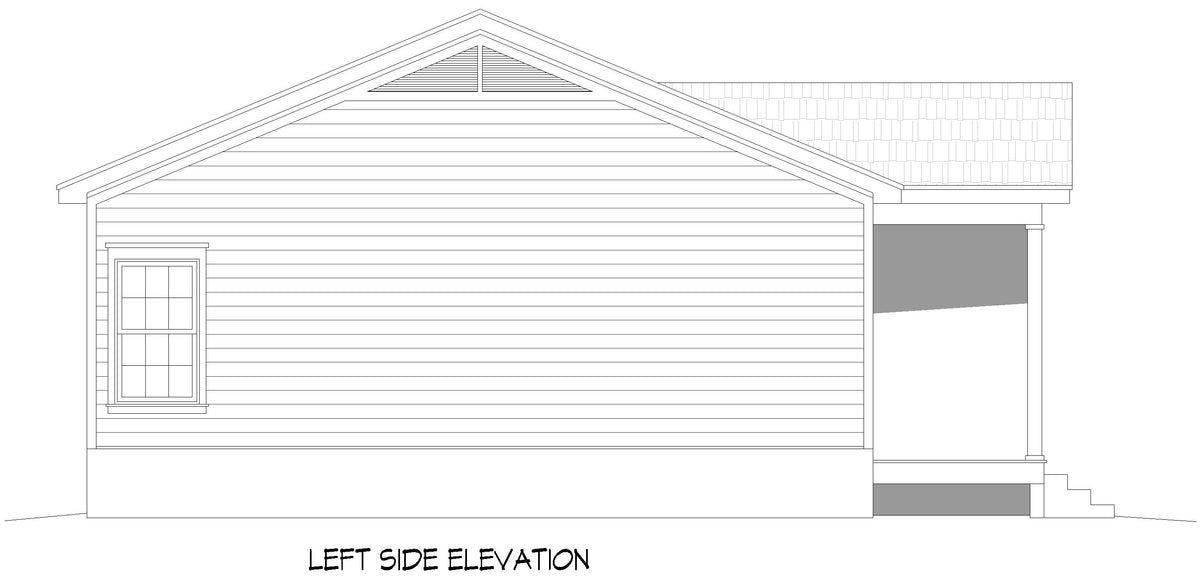 L8246-A Traditional Ranch House, 3 Bedrooms, 2 Bathrooms | Maple Mountain 3 House Plan Left Elevation