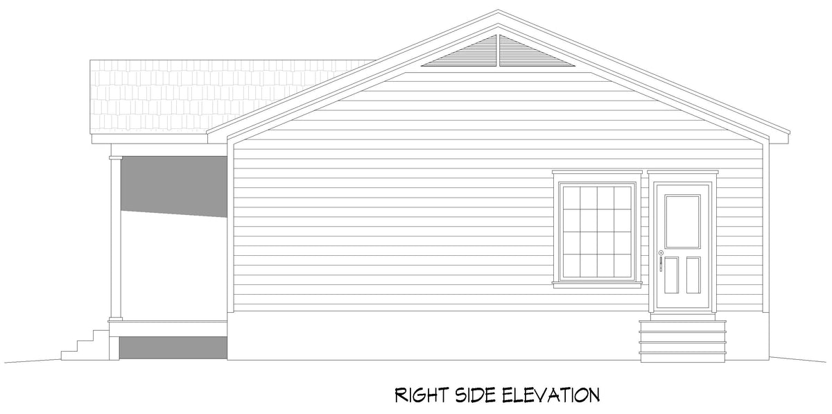 L8246-A Traditional Ranch House, 3 Bedrooms, 2 Bathrooms | Maple Mountain 3 House Plan Right Elevation
