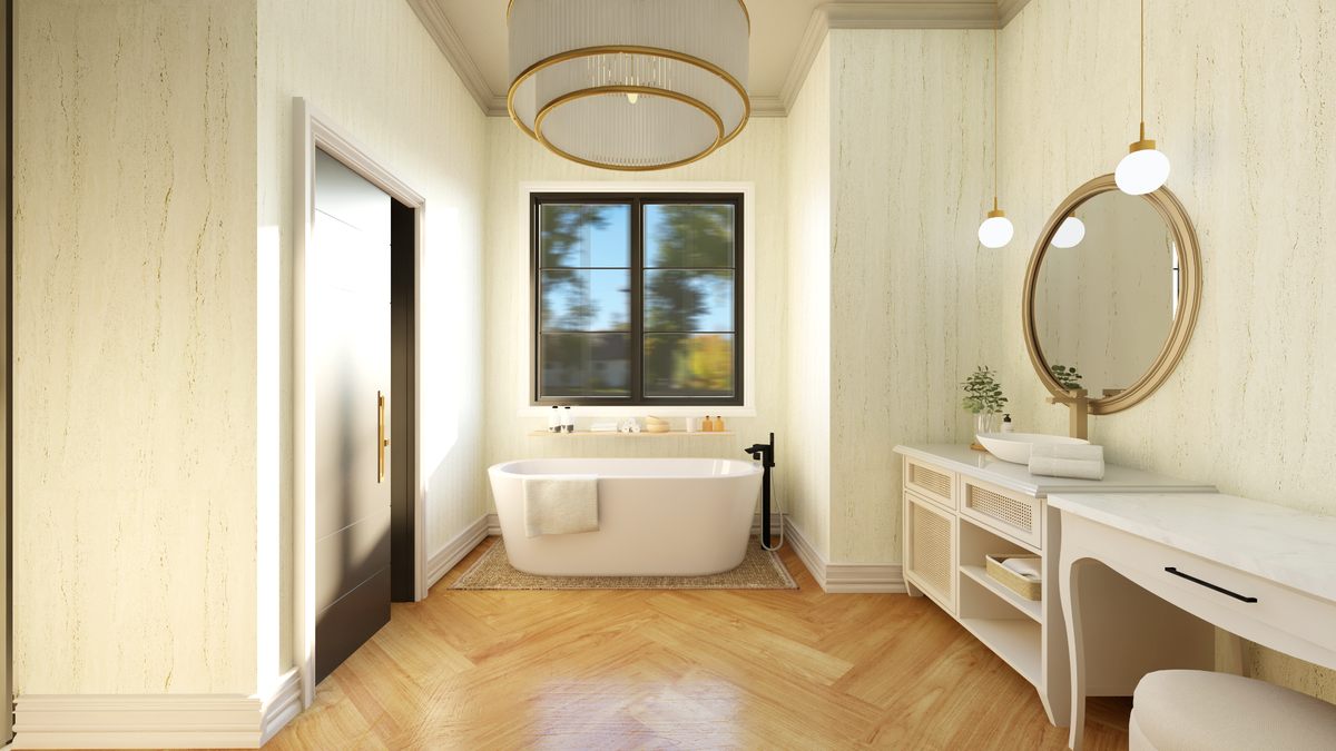 Q7486-A Modern Farmhouse Master Bathroom, 4 Bed, 4.5 Bath | Plan 2543
