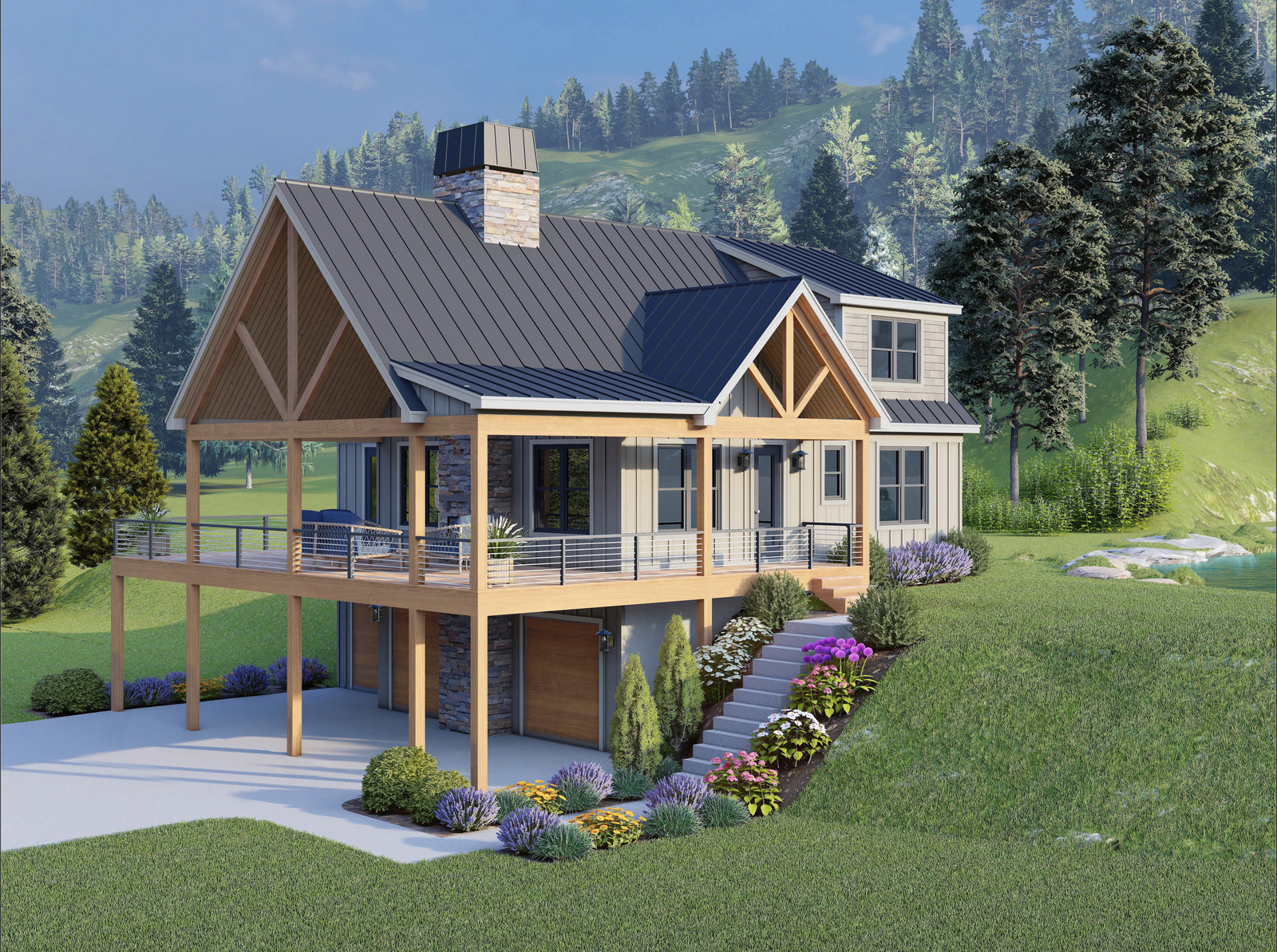 L7332-A Laurel Pine Haven Lakehouse House Plan